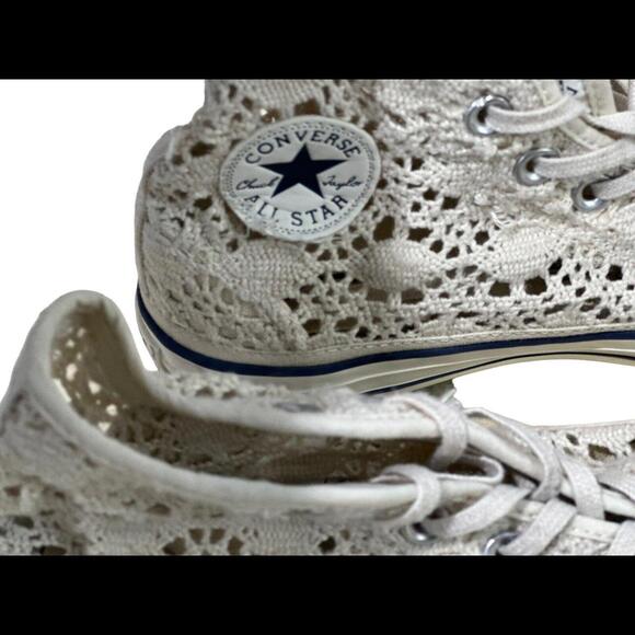 Converse Chuck Taylor All Star Knitted Cream/White Womens Sneakers Size 6 - Picture 2 of 6